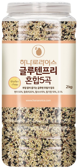 [하나로라이스] 식이섬유 풍부한 글루텐프리 혼합5곡 2kg, 1개