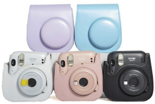 폴라로이드카메라 가죽케이스 5색 스트랩포함 폴라로이드가방, 2-인스탁11가죽-흰색, 1개