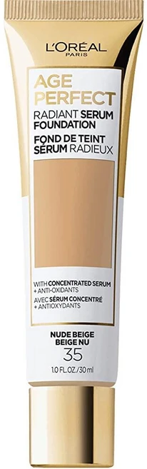 L'Oreal 파리 에이지 퍼펙트 래디언트 세럼 파운데이션 SPF 50 딥 앰버 1oz, 035 누드 베이지 - 쿠팡