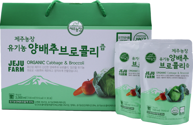제주농장 유기농 양배추 브로콜리즙 2박스 100ml x 60포, 3L, 2개