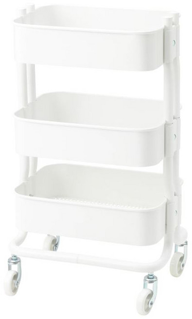 이케아 RASHULT 로스훌트 화이트 블랙 이동식 트롤리 정리노하우, 3단