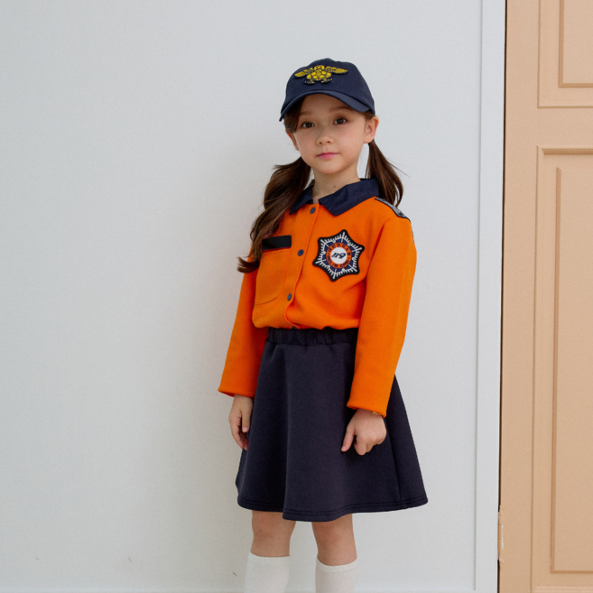 긴팔 키즈 소방복 주황 어린이 코스튬 의상 역할놀이