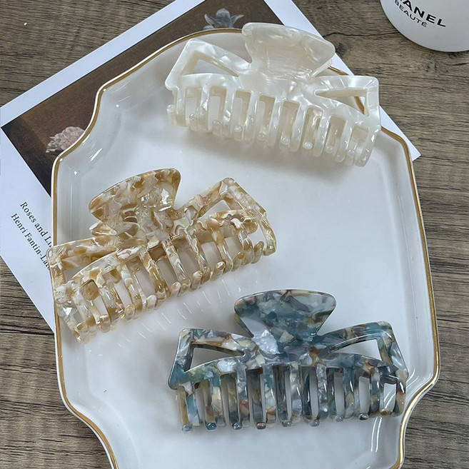  [3개세트] ﻿워더미﻿ 고급 마블 리본 올림머리 집게핀 F259