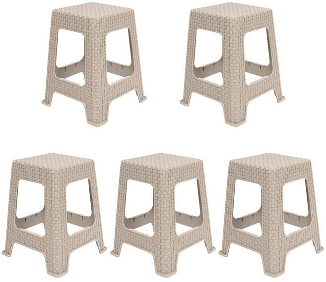 지오리빙 플라스틱 라탄 의자 5개, 라탄의자 사각(그레이)