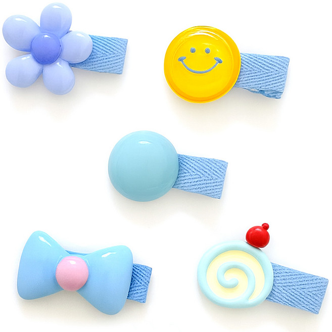 모디홈 강아지머리핀 고양이 헤어핀 똑딱핀 세트, 1세트, 블루