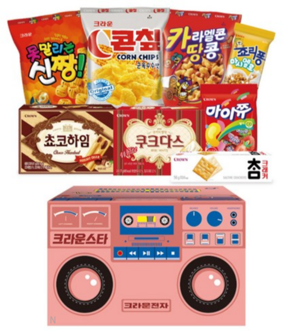 크라운 레트로 라디오 과자선물세트, 3세트, 과자8종선물세트