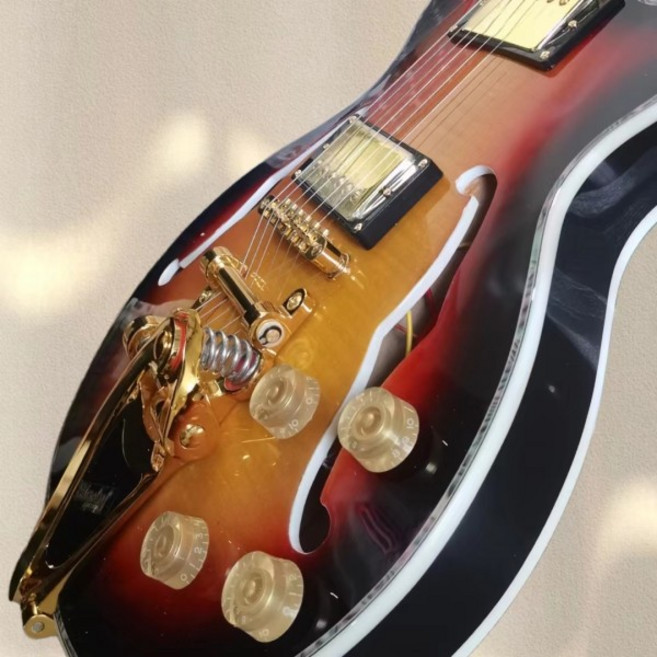 세미 할로우 바디 재즈 일렉트릭 기타 빈티지 담배 선버스트 컬러 6 현 기타 재고