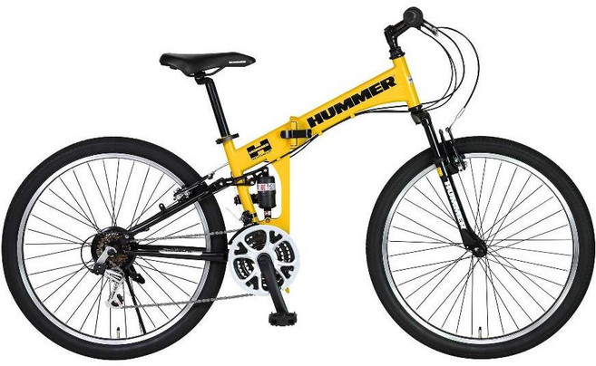 험머 HUMMER 접이식 MTB 산악 자전거 26인치 18단 기어 63276-0799, 옐로우, 1개
