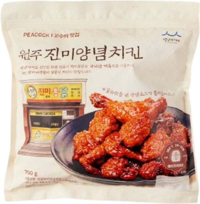 (매장정품) 피코크 원주 진미 양념치킨 750g 235632, (매장정품) 피코크 원주 진미 양념치킨 750g 235, 2개