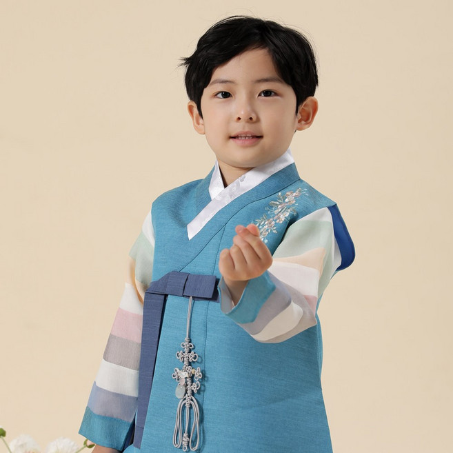 아가명주 남아용 치엘로 고급 한복세트