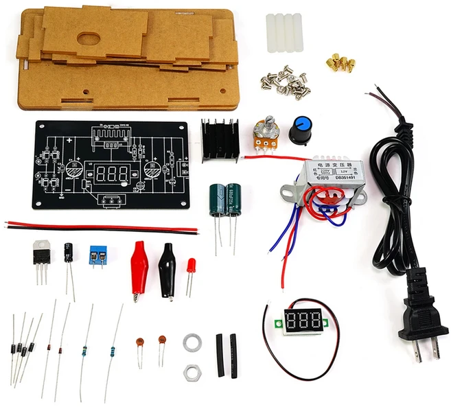 DIY 납땜 키트 전자 LM317 조정 가능한 DC 110V 220V 디지털 디스플레이 출력 1.25V-12.5V, 02 USA Plug 110V