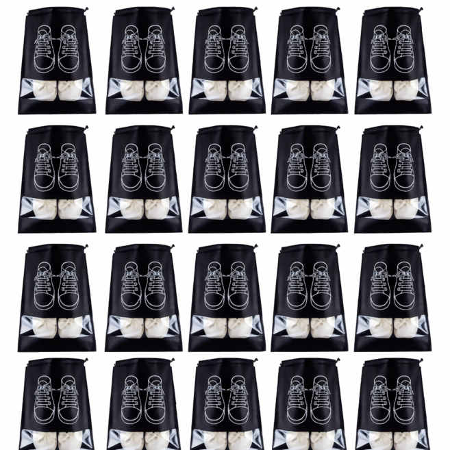 하스몰 투명창 부직포 신발 보관 주머니 운동화 슬리퍼 파우치 모음 1세트