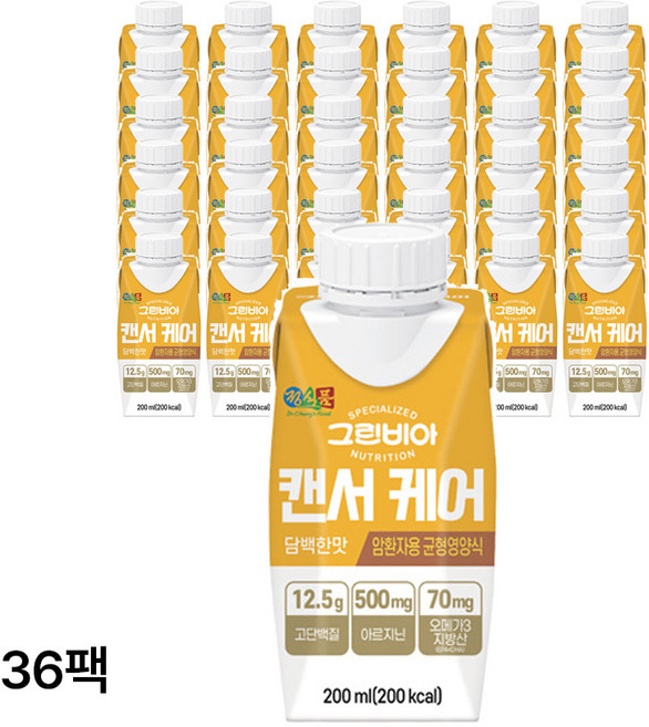 그린비아 캔서케어 담백한맛 균형영양식, 200ml, 36개