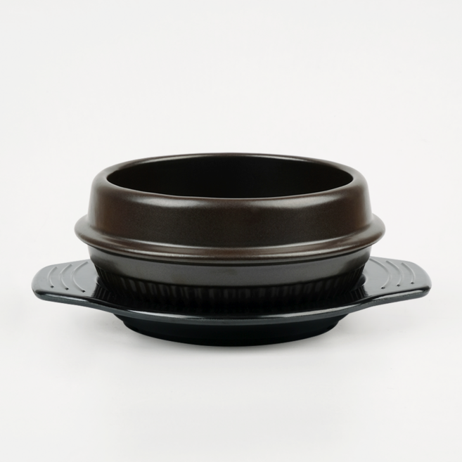 해피정 진뚝배기 직화찌개솥 해장기A 4호 + 멜라민 받침 세트, 17cm, 1세트