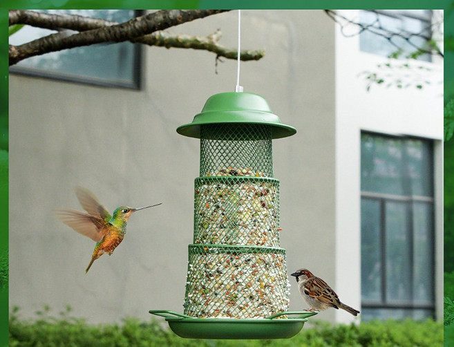 버드피딩 새모이 야생 버드피더 새집 야외 베란다 참새 조류 먹이통, 그린, 그린, 1개