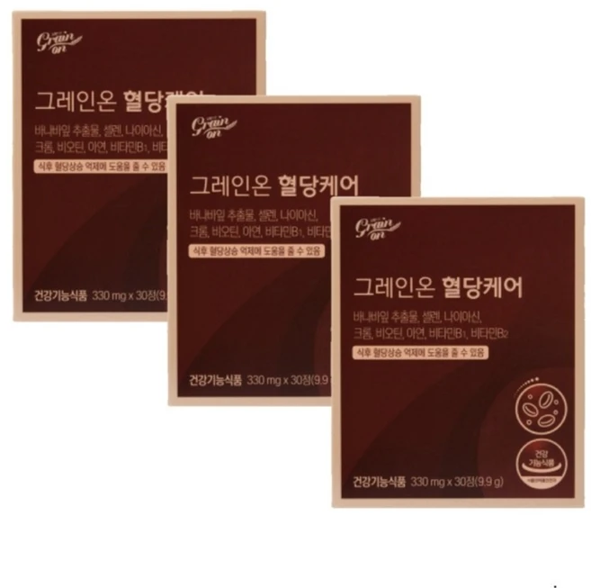 그레인온 혈당케어 바나바잎추출물 2개월분 (330mg x 60정), 3개, 30정 - 쿠팡