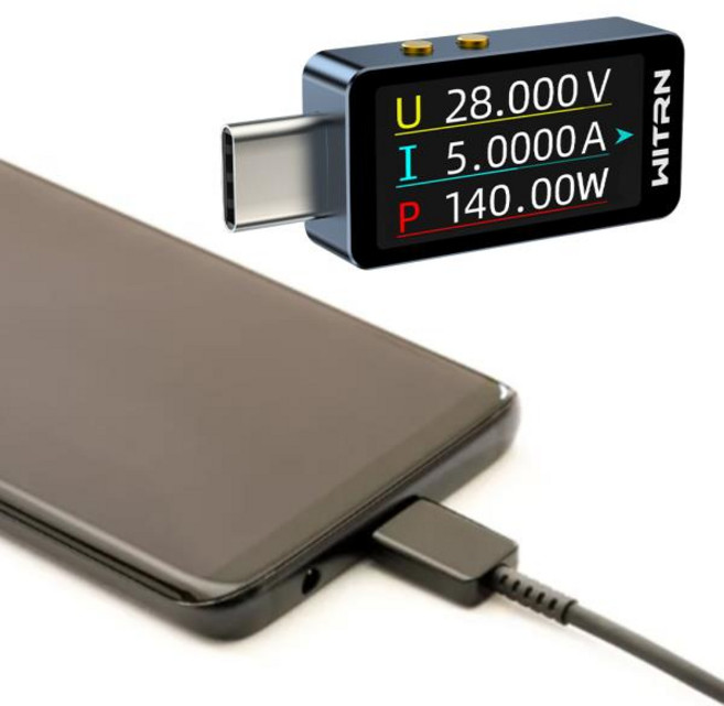 [측정작업용]휴대폰 충전 테스터 4V-28V USB C 전력계 PD 3.1 배터리 테스트 및 모니터링을 위한 전압 전류, 01 CHINA, 1개