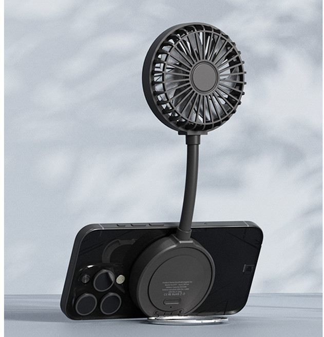 휴대폰 맥세이프 선풍기 자석 거치대 강력 자력 BLDC 모터 휴대용 선풍기, 화이트