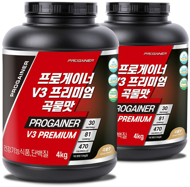 프로게이너 V3프리미엄 곡물맛 체중근육 벌크업게이너, 2개, 4kg