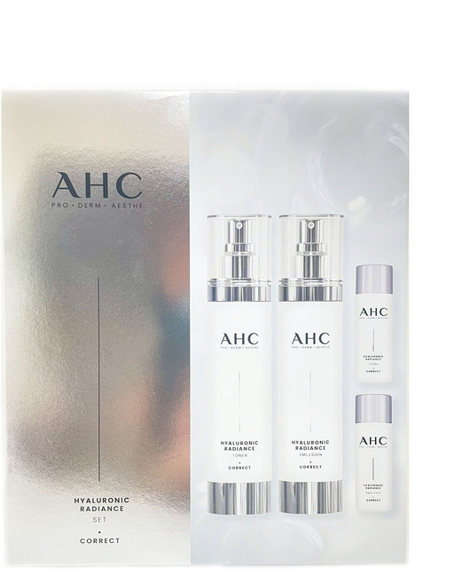 AHC 玻尿酸保濕神仙水乳液套組 韓國原裝進口 4件組禮盒, 1個, 4件套組 (現貨供應)