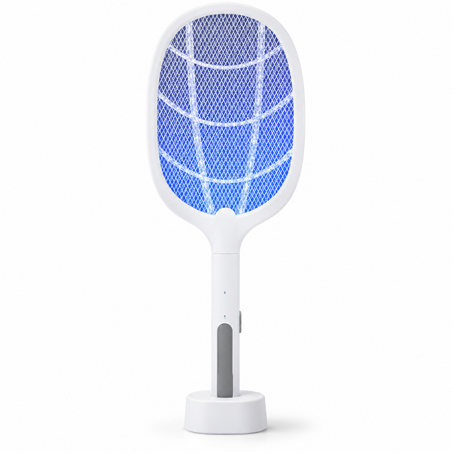 S.J.S 철통방어 스마트 모기채 LED 트랩모드 해충박멸 거치식 C타입 충전식 가정용 캠핑용, 화이트