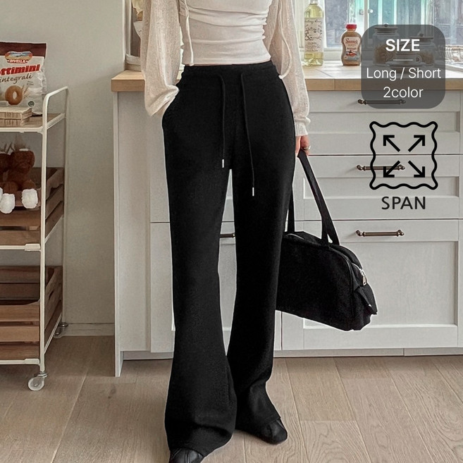 잇진 여성 하이웨스트 롱다리 세미 부츠컷 트레이닝 밴딩 팬츠 (숏/롱 2단기장)