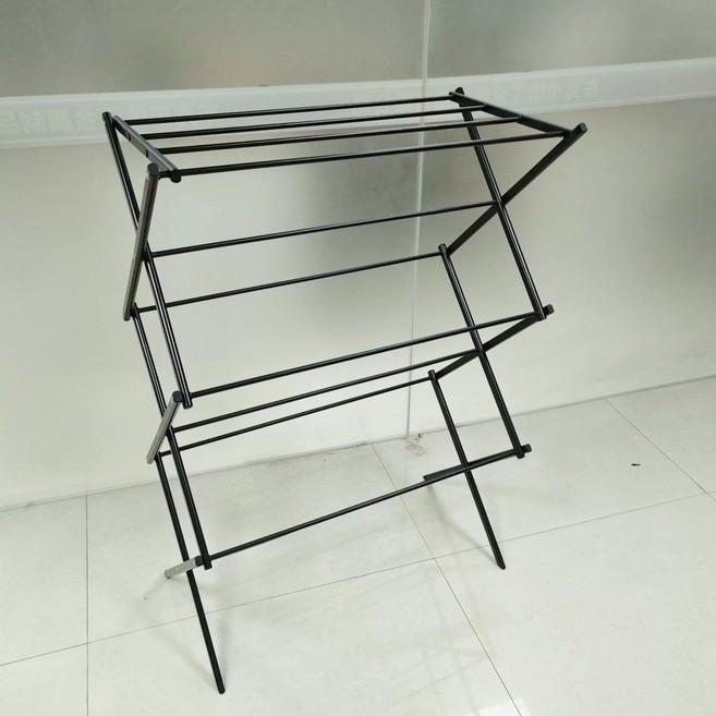 빨래 건조대 가정용 빨래건조 접이식건조대 빨래건조대 제품 X자 옷걸이대 건조 바닥 접이식 옷걸이, 2.검정색 페인트 6단 옷걸이