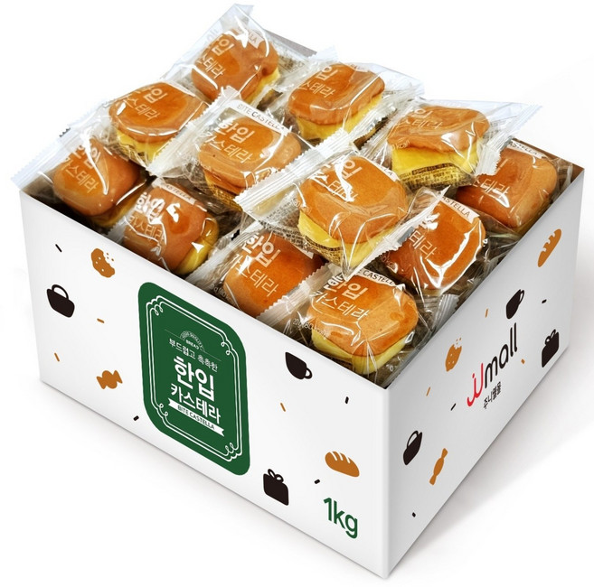 젤리젤리 부드럽고 촉촉한 한입 카스테라, 1kg, 1박스