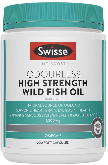 Swisse Ultiboost 歐帝寶 微粉化高強度野生魚油軟膠囊, 200錠, 1個