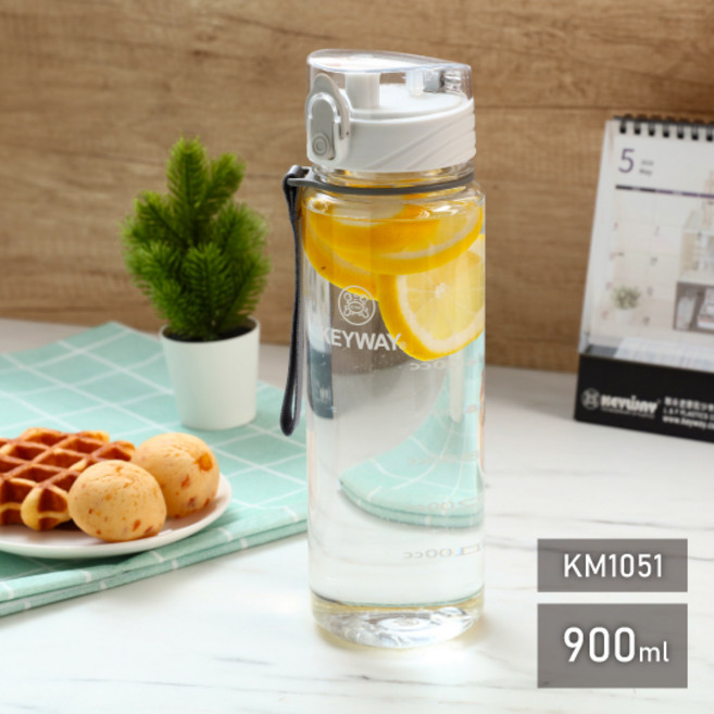 KEYWAY 聯府 KM清新水壺 900ml (2入組) KM1051 TRITAN材質 不含雙酚A 隨身瓶 台灣製, 透明, 2個