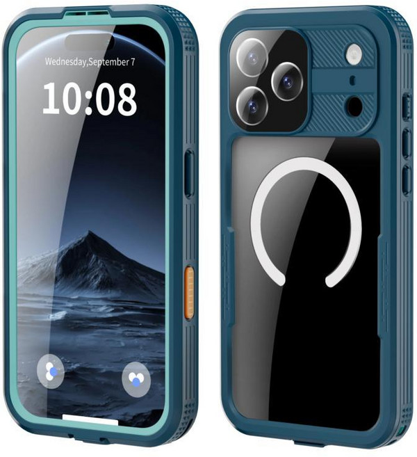 쉘박스 자석 충격 방지 방수 폰 케이스 내구성 보호 커버, C. iPhone17 프로, 2. 하늘색