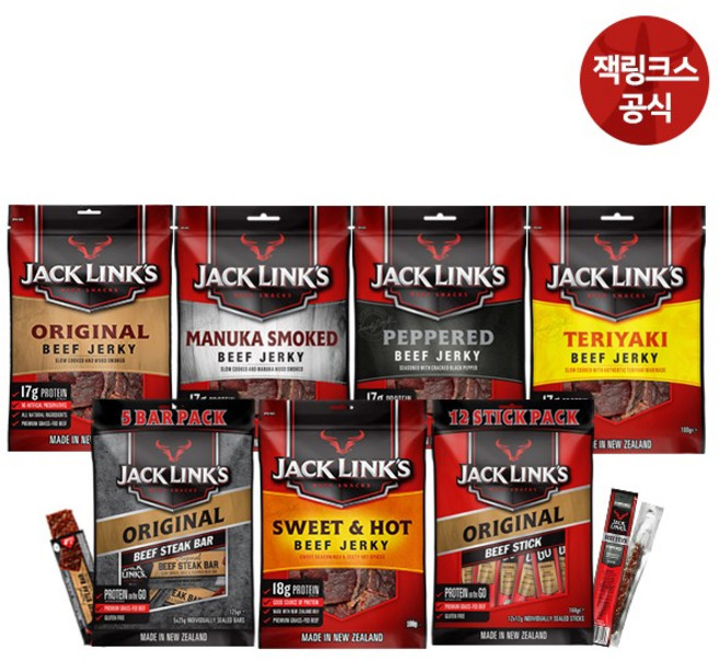 잭링크스 멀티팩 소고기육포세트 7종 (육포5종+스틱+스테이크바), 1세트, 769g