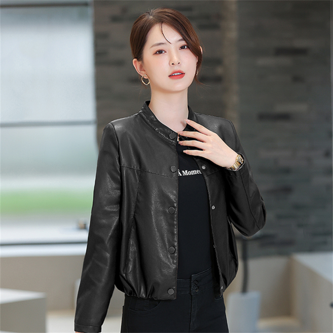 besteffie 여성용 부드러운 PU가죽 자켓 봄 가을 패션 심플한 스타일 넉넉한 루즈핏 가죽 재킷 K69