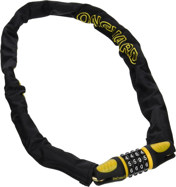 온가드 마스티프 75cm 콤보 체인 잠금장치 u2013 6mm 티타늄 강화 경화 스틸 4자리 볼 시스템 보호 커버가 있는 컴팩트 735mm 길이, 1