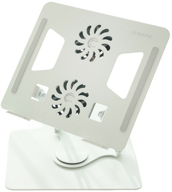 조셉 360도 회전 듀얼쿨링팬 노트북 거치대 쿨러, 화이트, 1개