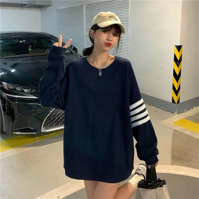寬鬆純色長袖T恤 女