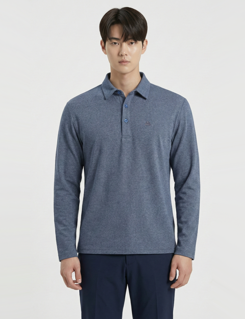 콜핑 2104TK423M 본딩 보온 멜란지 남자 겨울 등산 카라 긴팔 기모 티셔츠