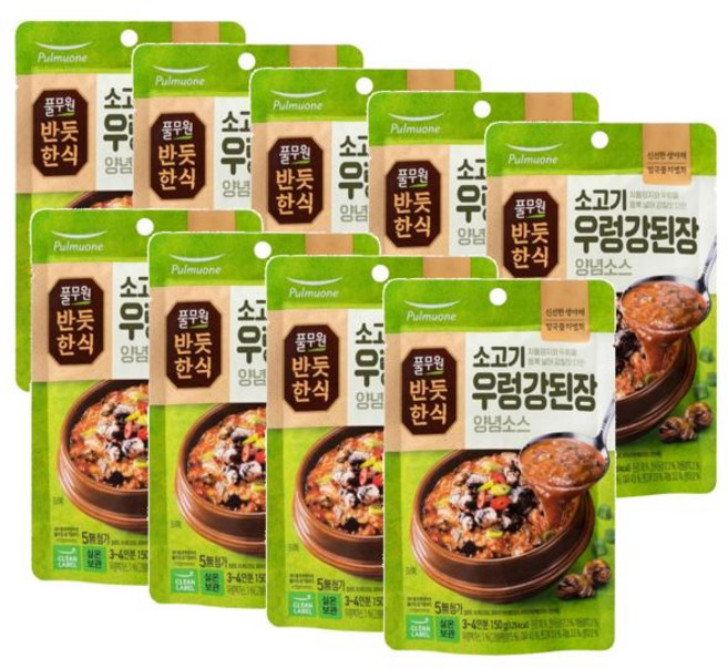풀무원 반듯한식 소고기 우렁강된장 양념소스 (실온, 150g, 9개