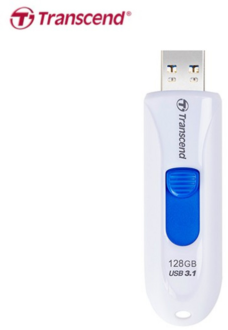 Transcend 創見 JetFlash 790 USB 3.1 伸縮式隨身碟, 白色,128GB, 1個, 128GB