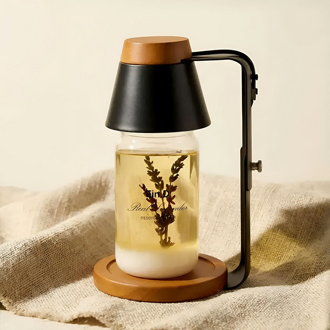 에인디 아르볼 우드 타이머 캔들워머 100% 에센셜아로마 리얼 캔들 570g 세트, 블랙 우드(타이머), 리얼 라벤더 캔들570g