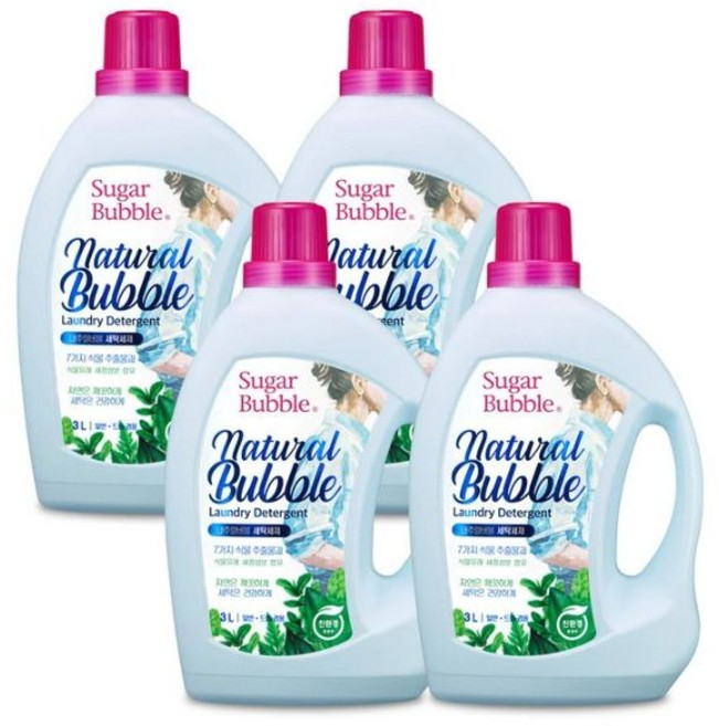 슈가버블 친환경 내추럴버블 세탁세제, 3L, 12개