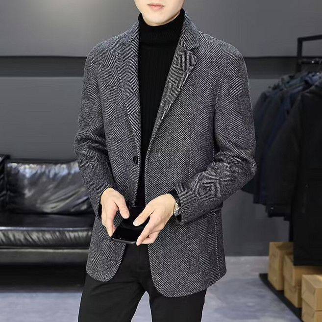 男士西裝 加厚毛呢大碼外套