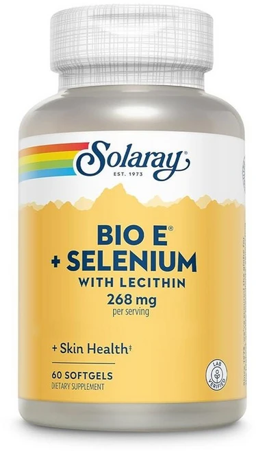 SOLARAY 바이오 비타민 E 셀레늄 400IU 건강한 심장 기능 항산화 활동 및 피부 지원 높은 흡수 소프트젤 120개, 60 Count (Pack of 1), 1개, 60정 - 쿠팡