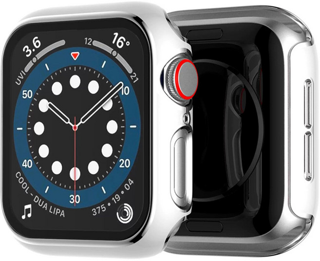 Apple Watch 雙色電鍍防撞保護殼 (玻璃膜+保護框), 銀白色, 1個