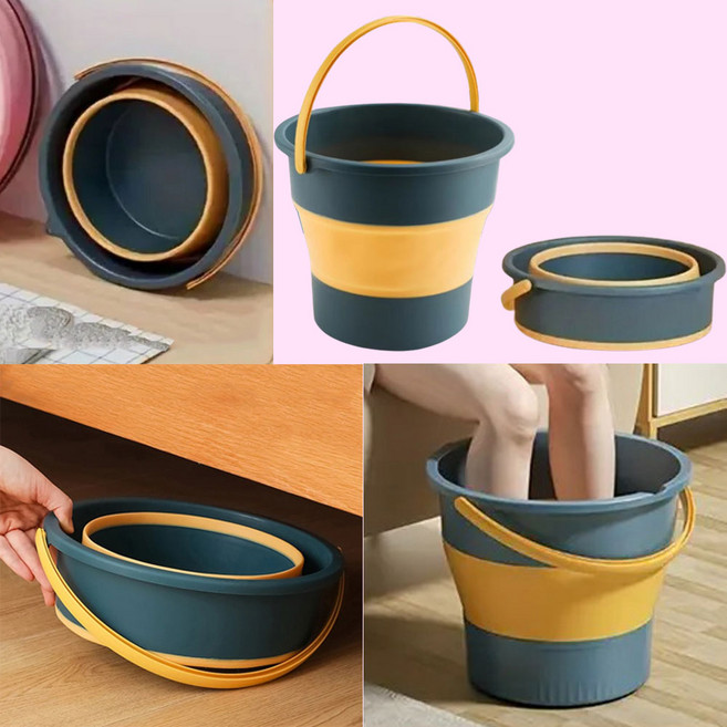 접이식 자바라 양동이 다용도 캠핑 버킷 원형 물통 10L, 그린, 1개