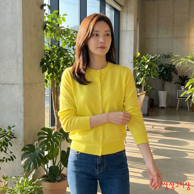 상상그이상 여성용 촉감왕 파스텔 라운드 캐시미어 가디건