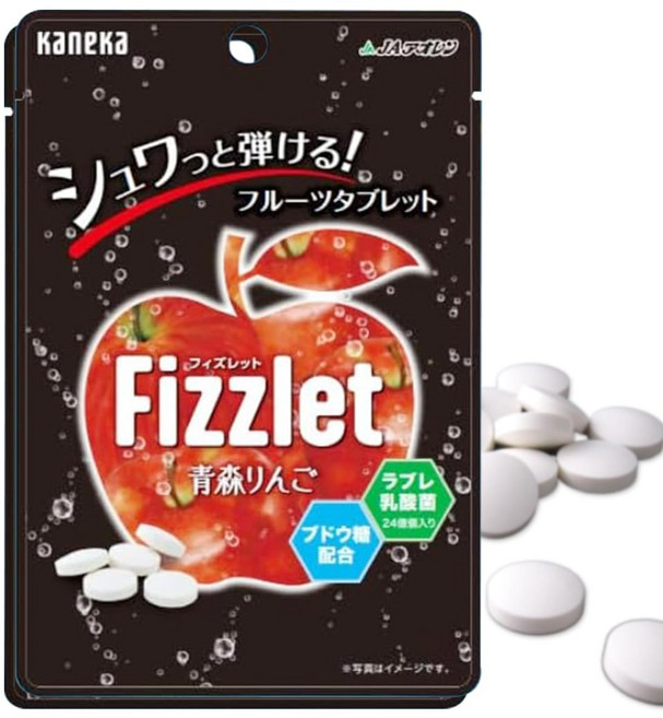 카네카 식품 Fizzlet(피즐렛) 아오모리 사과 24g×10봉대 대용량 아오모리현산, 24g