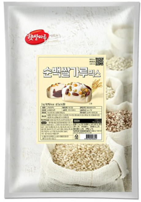 순백쌀가루믹스 /쌀케익/쌀빵/쌀가루/습식/제빵/파우더/베이킹/제빵/무발효, 3kg, 1개
