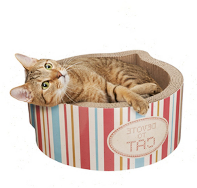 뮤 고양이 가리가리 터브 스트라이프 써클 원형 스크래쳐, 1개