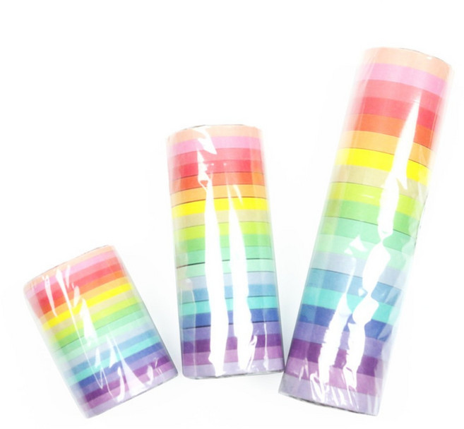 빈티지 다꾸 3mm 5mm 7.5mm 무지개 마스킹 테이프 20개입